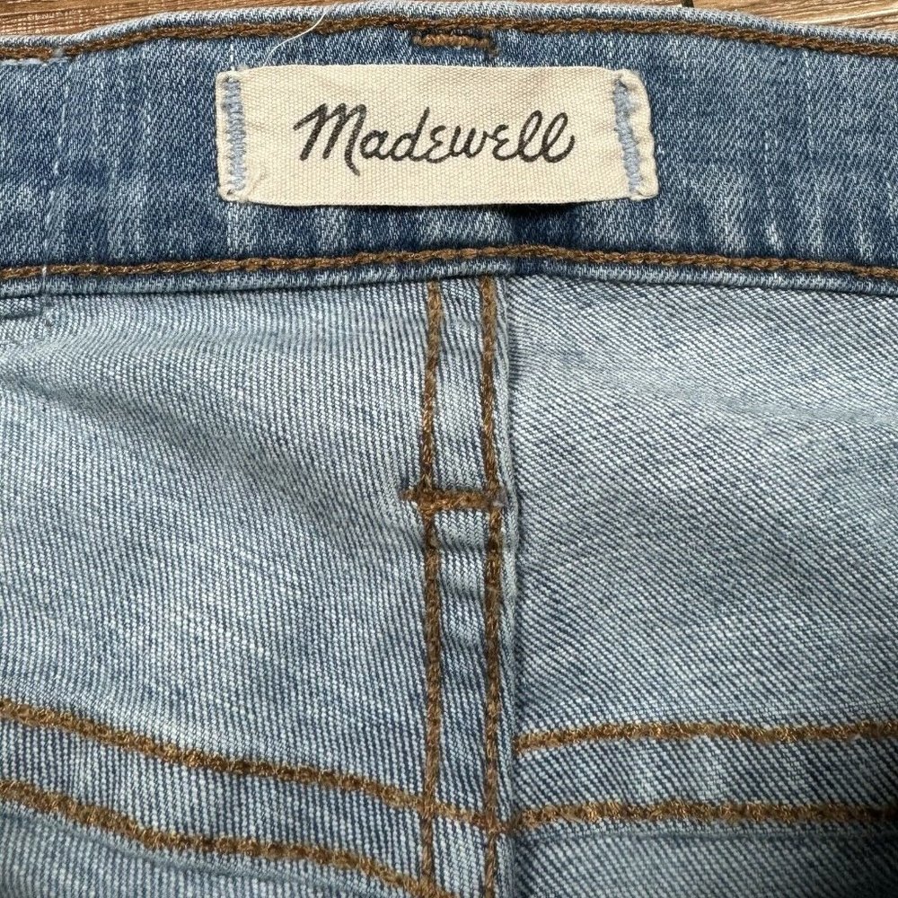 Madewell 9'' High Rise Skinny Jeans Women's Sz 25 Blue‎ Denim Distressed Leg - Picture 6 of 8